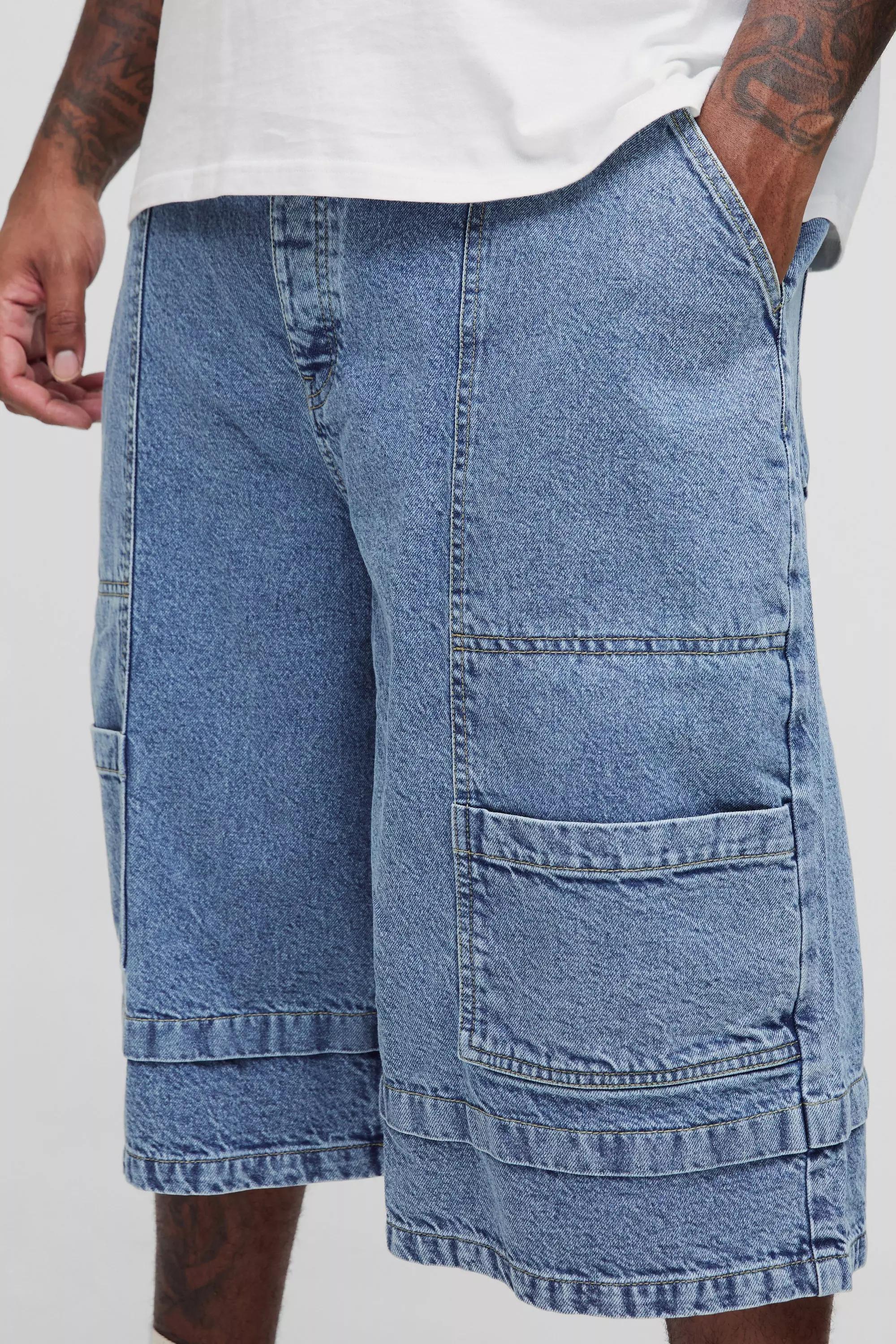 Plus Cargo Parachute Jorts | boohooMAN USA